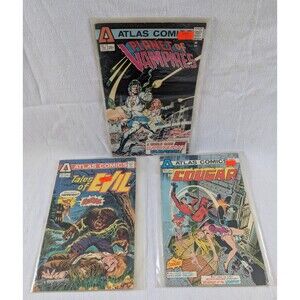 Lot of 3 Atlas Comics Issue #1 - Planet of Vampires, Tales of Evil, & The Cougar
